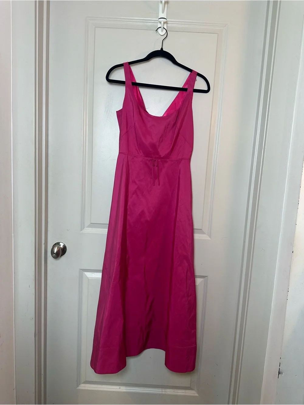 J. Crew Silk Taffeta Magenta Pink A-Line Babydoll Midi Dress, Size 4